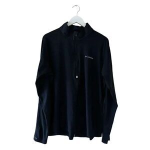 Columbia Sportswear Men's 1/2 Zip Long Sleeves Solid Black  Shirt SZ L #1858